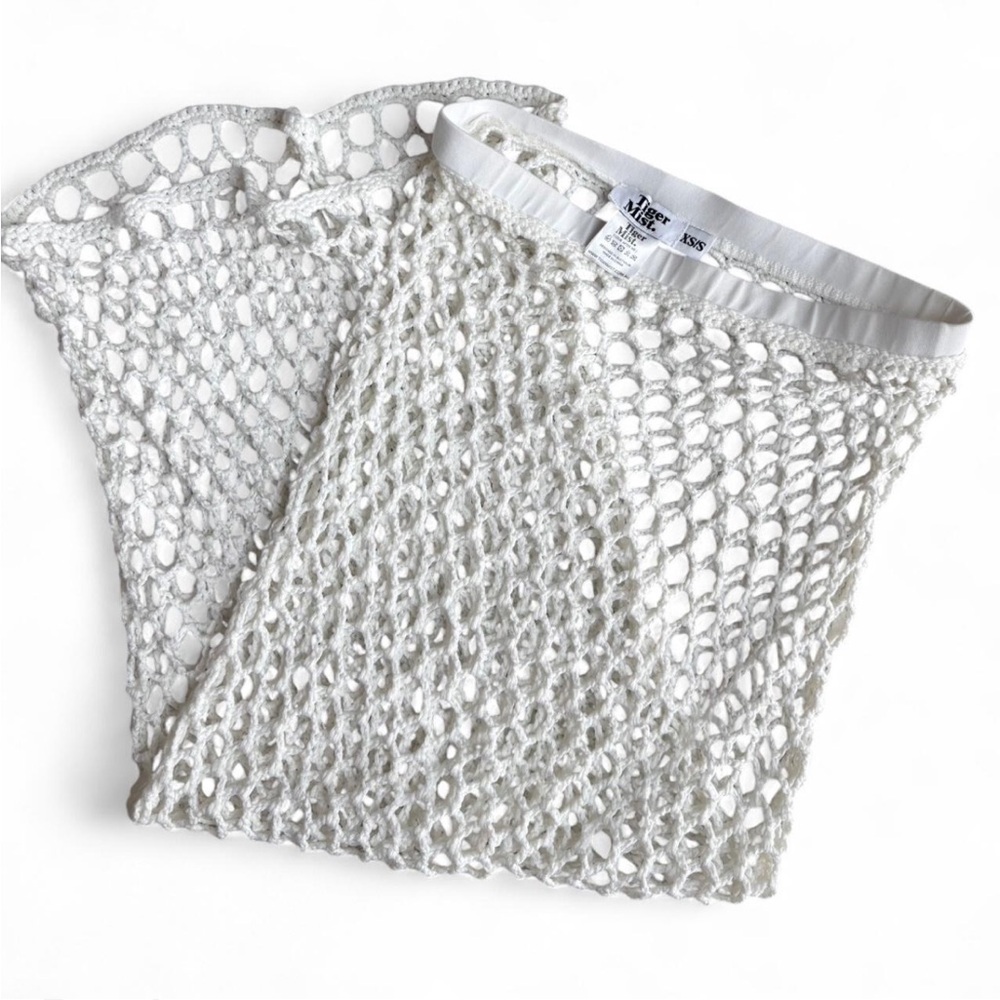 Tiger mist White crochet swimsuit cover up midi skirt  #crochet